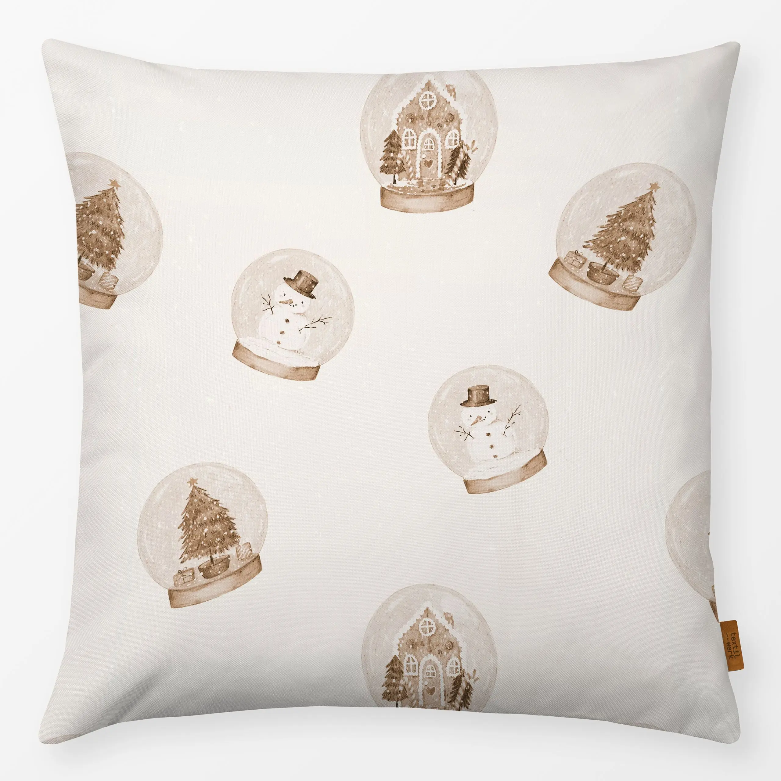 Kissen Schneekugel sepia - Weihnachten - von „Christiane Zielinski"; Aquarell, Weihnachtsbaum, Weihnachten, Winter, weihnach...