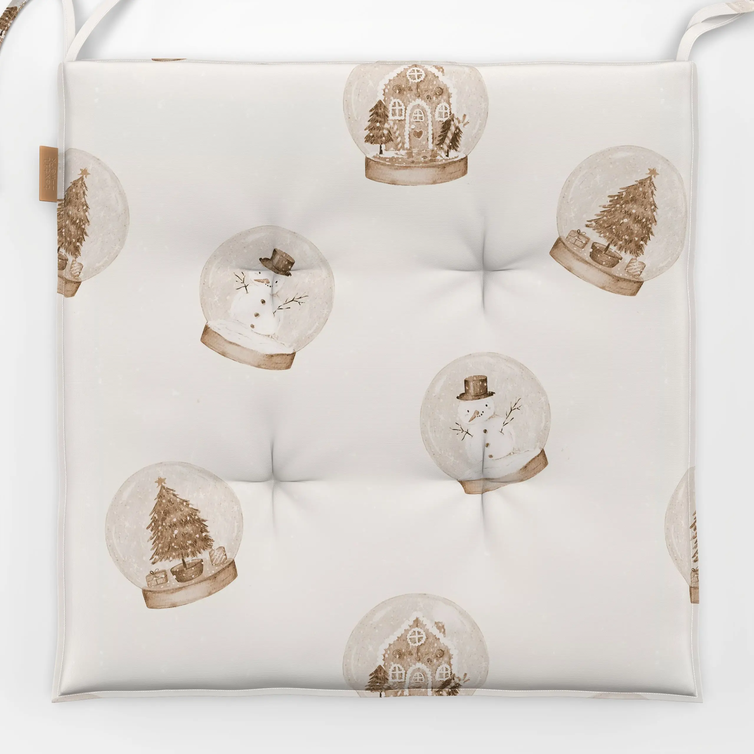 Sitzkissen Schneekugel sepia - Weihnachten - von „Christiane Zielinski"; Aquarell, Weihnachtsbaum, Weihnachten, Winter, weih...