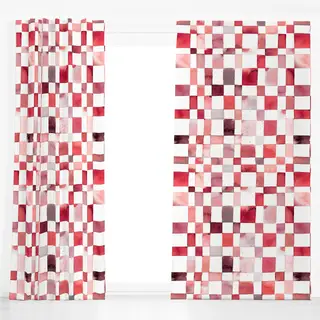 Dekovorhang Schachbrett Checker Checks Red