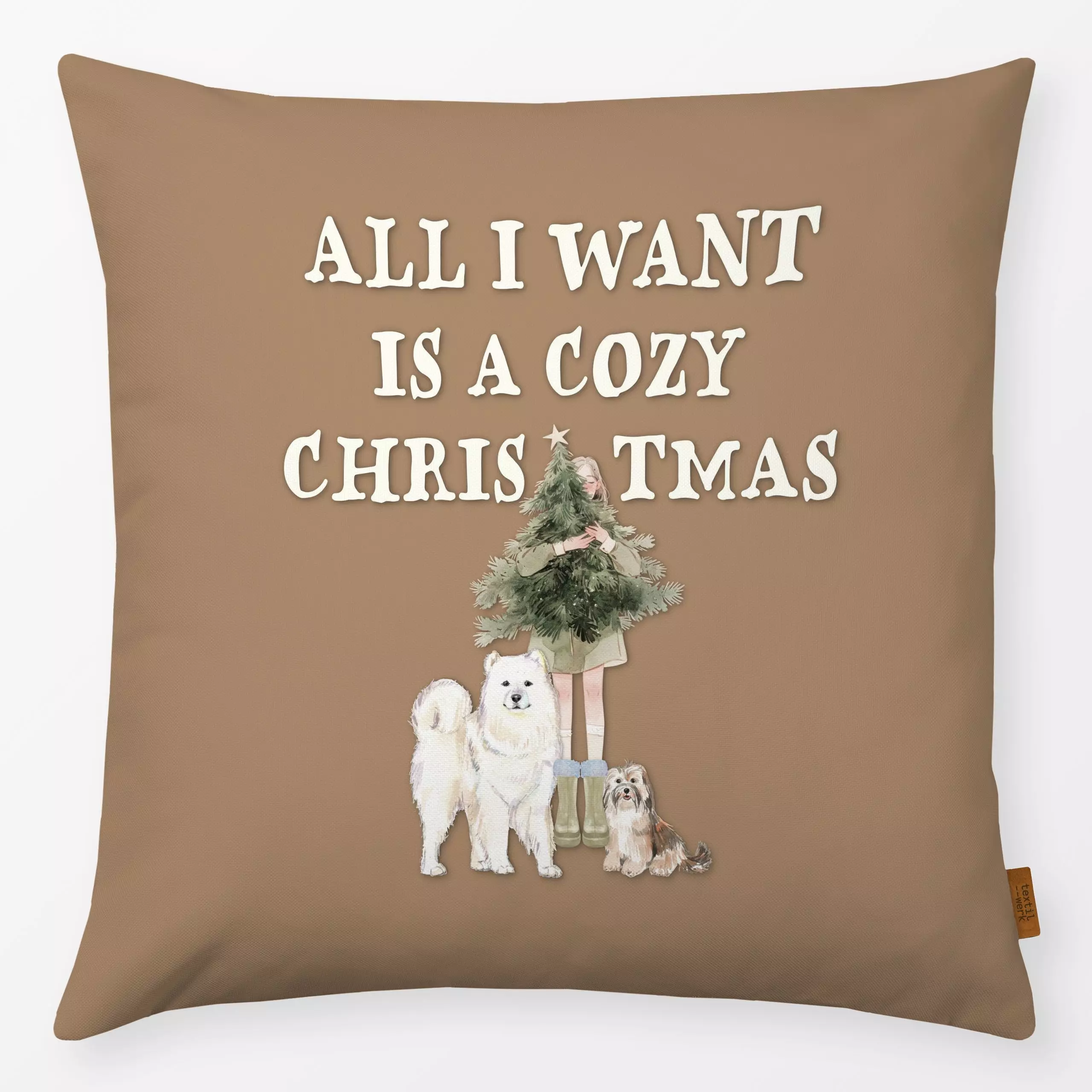Kissen Cozy XMas - Weihnachtswunsch - Tiere, Weihnachten - von „Monika Strigel"; Hygge, Cozy, Tannenbaum, Weihnachtskissen, ...