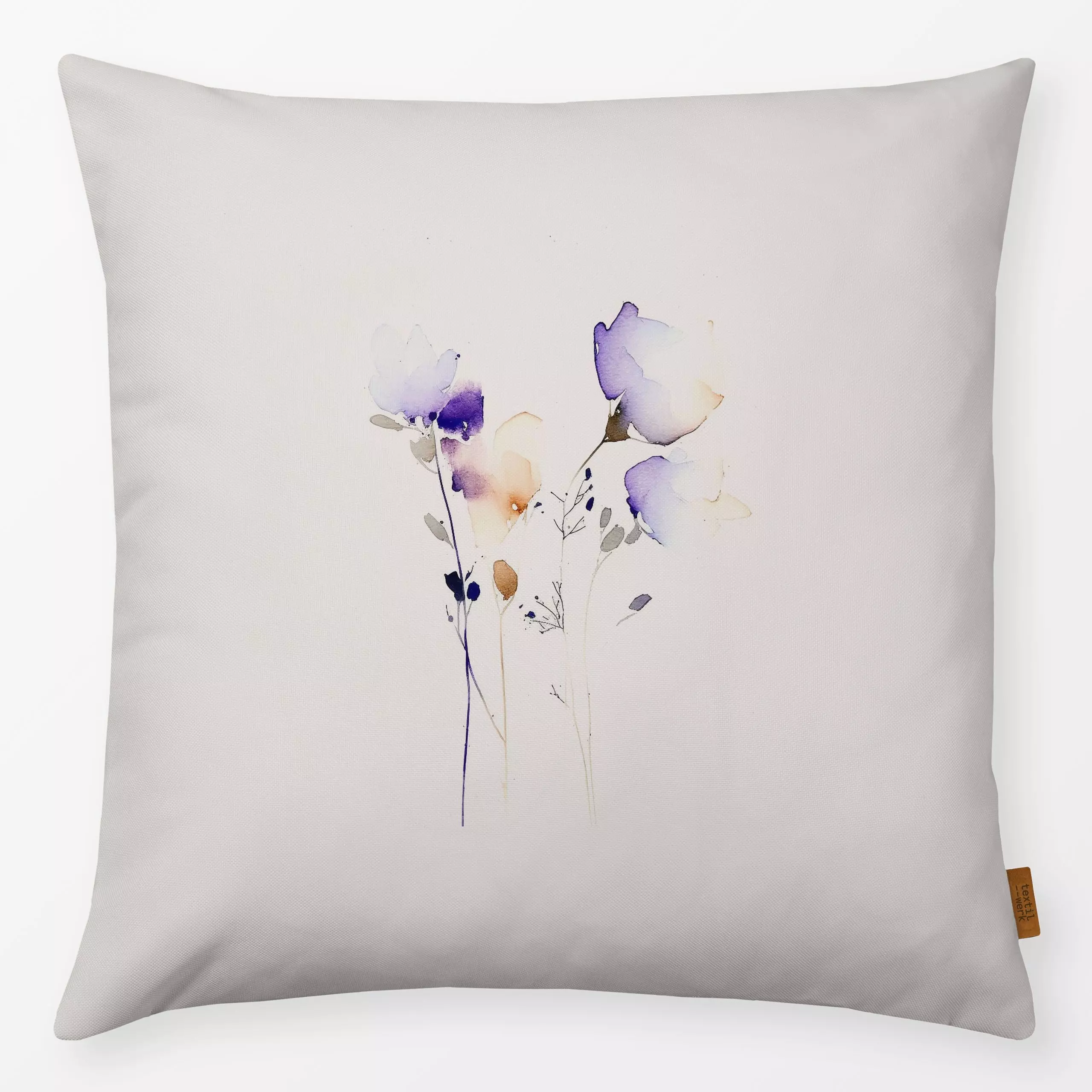 Kissen Wildflowers 1 - Sommer, Pflanzen & Botanik - von „Uta Naumann"; Wasserfarben, Aquarell, Mohn, Wildblumen, Sommerblume...