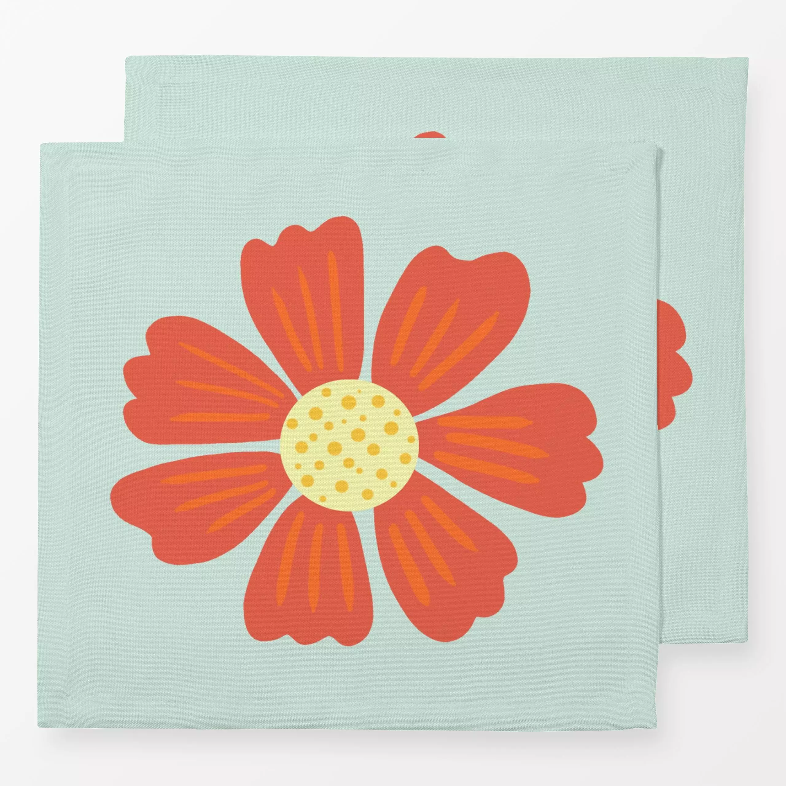 Servietten Schmuckkoerbchenwiese rot - Blumen & Florales - von „Julia Reyelt"; Muster, Blumen, Blüten, Sommerblumen, Sonne, ...