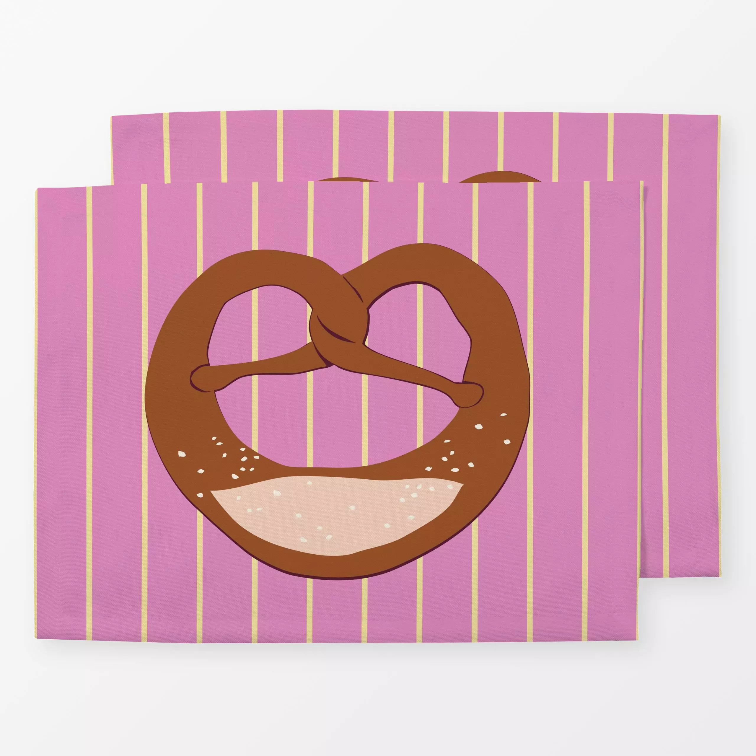 Tischset Brezel - Symbole & Muster, Küche, Essen & Trinken - von „Julia Schumacher"; Nadelstreifen, brezel, slow, fuchsia, s...