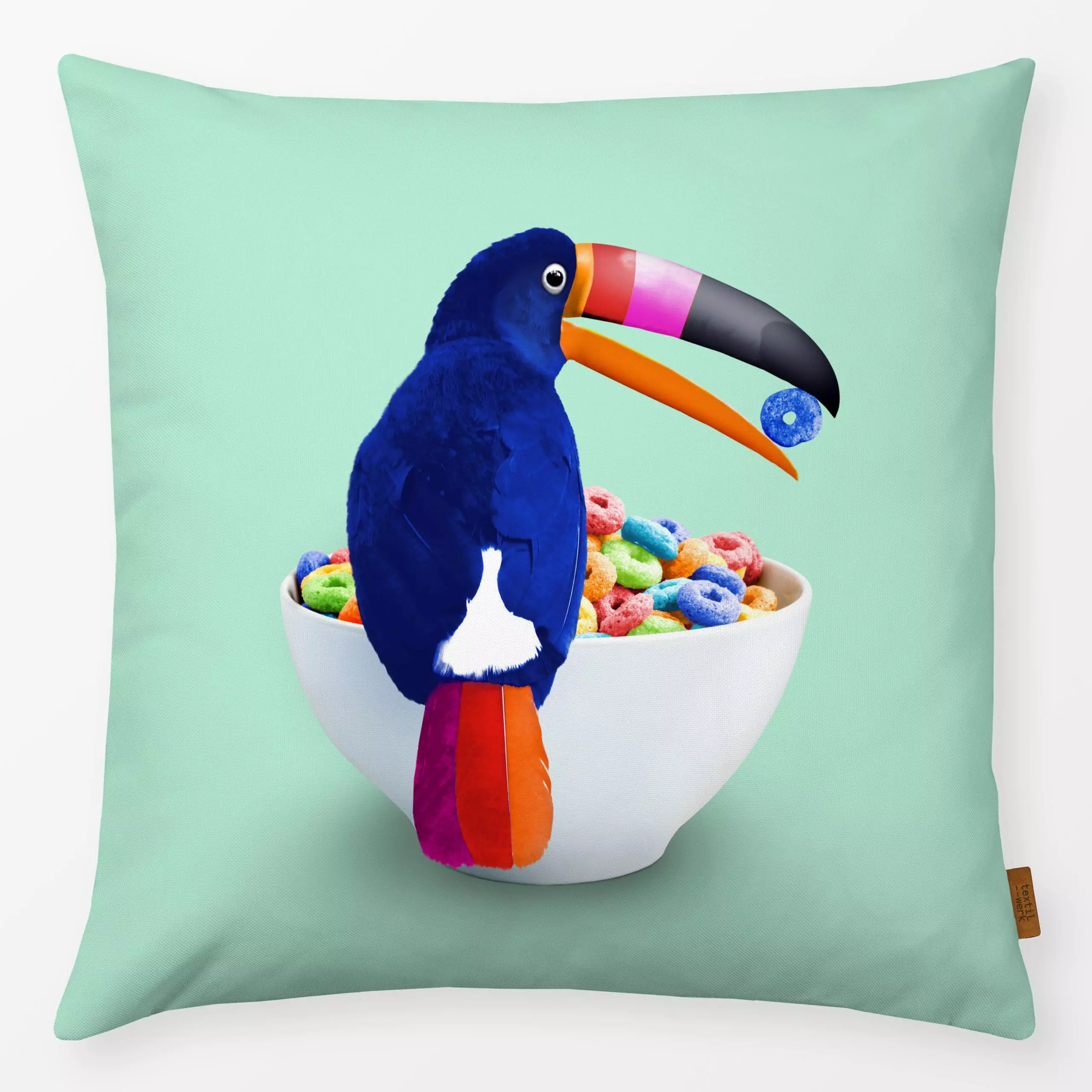 Kissen Cereal Toucan - Kinderzimmer & Motive für Kinder, Küche, Essen & Trinken - von „Jonas Loose"; Kinder, Süßigkeiten, Vo...