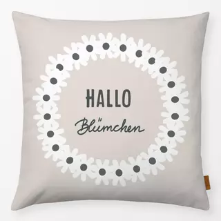 Kissen Hallo Blümchen Kranz Beige