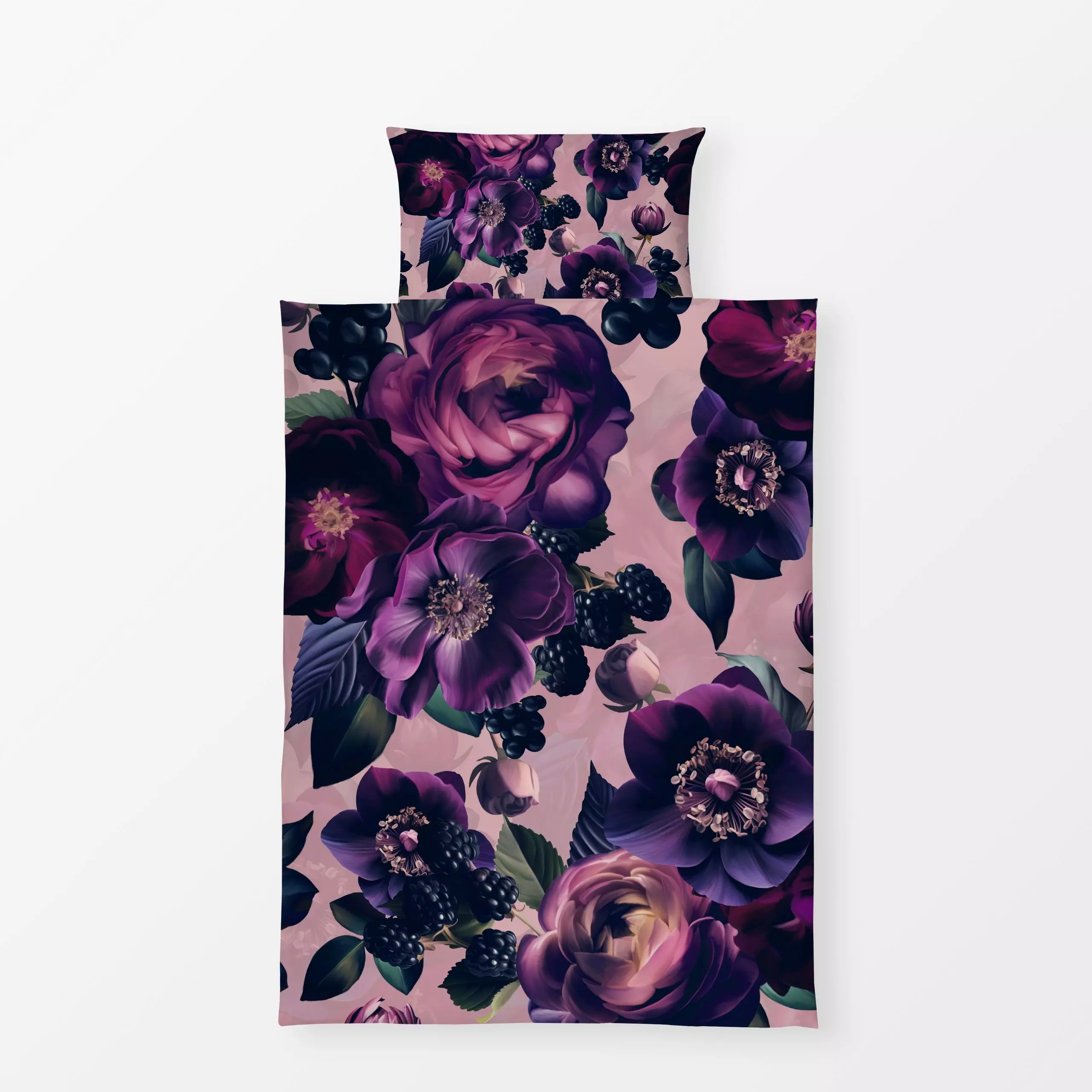 Bettwäsche Barocke Winter Blumen - Blumen & Florales, Retro & Vintage - von „Uta Naumann"; Muster, Natur, Blumen, Beeren, fl...