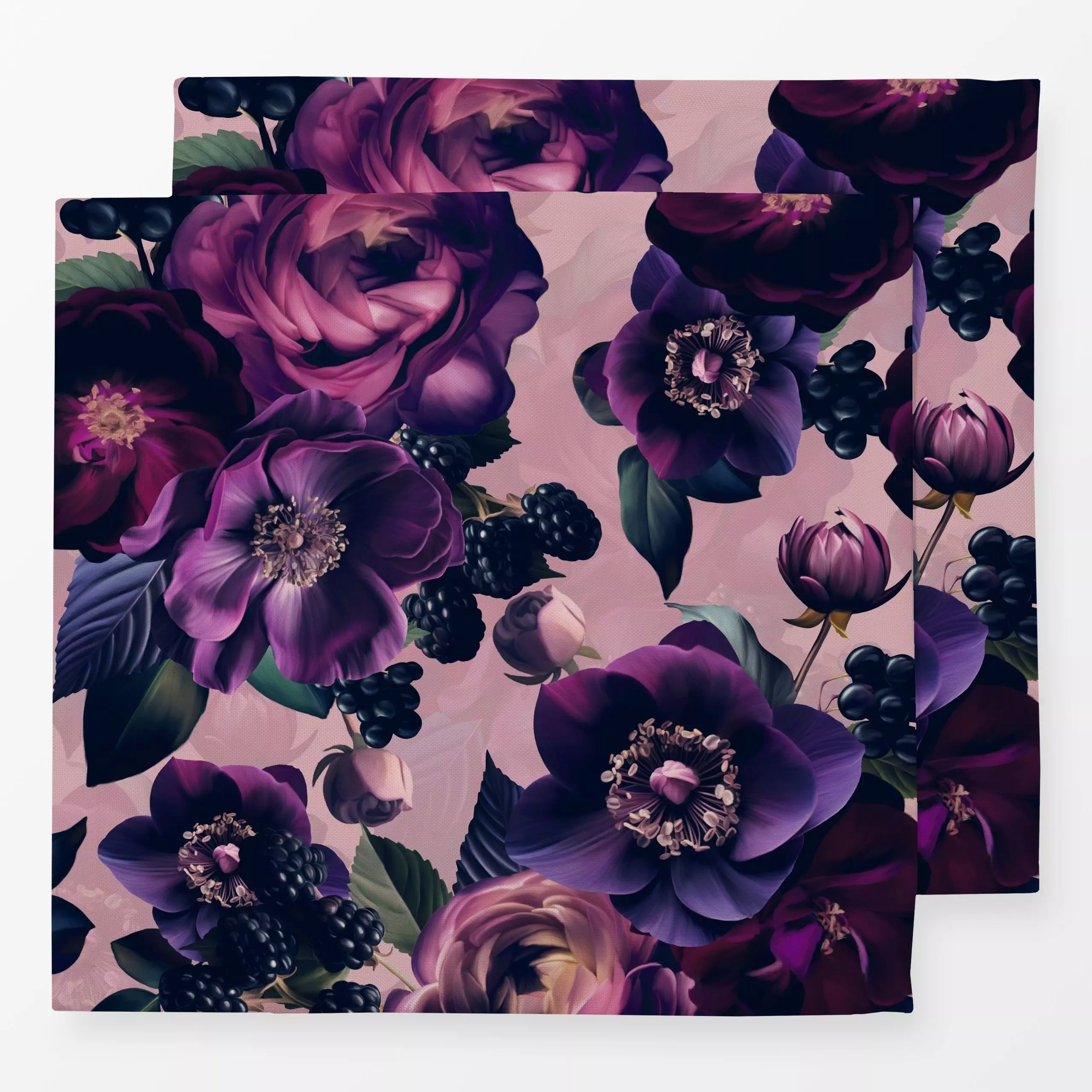 Servietten Barocke Winter Blumen - Blumen & Florales, Retro & Vintage - von „Uta Naumann"; Muster, Natur, Blumen, Beeren, fl...