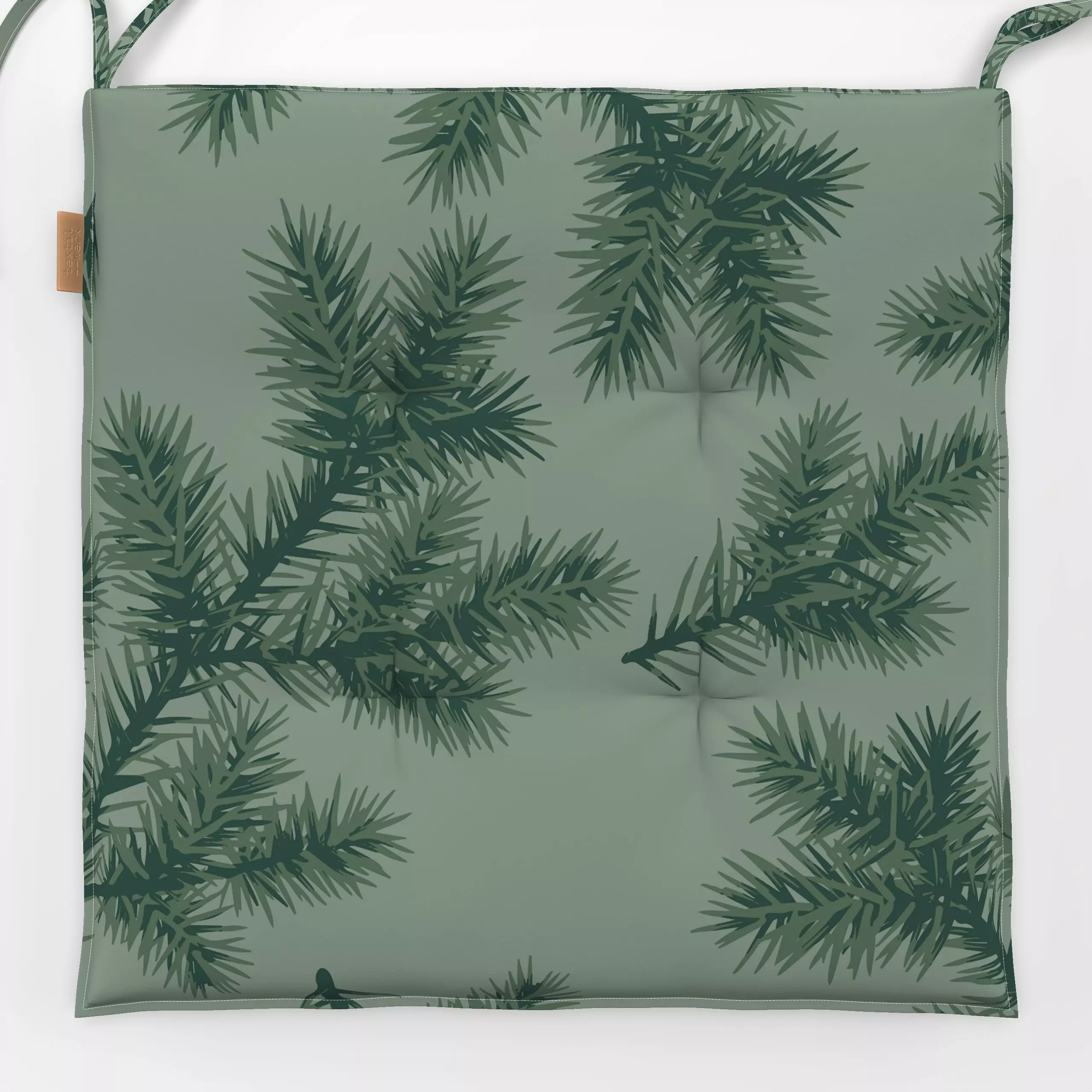 Sitzkissen Tannenzweige - Weihnachten, Pflanzen & Botanik - von „Studio Kesse"; Tanne, Zweige, Tannenbaum, Weihnachtsbaum, W...