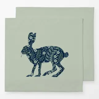 Servietten Hase Blüten Midsommar Blau