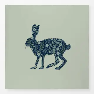 Tischdecke Hase Blüten Midsommar Blau