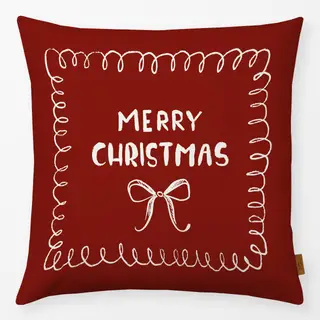 Kissen Merry Christmas Schleife rot