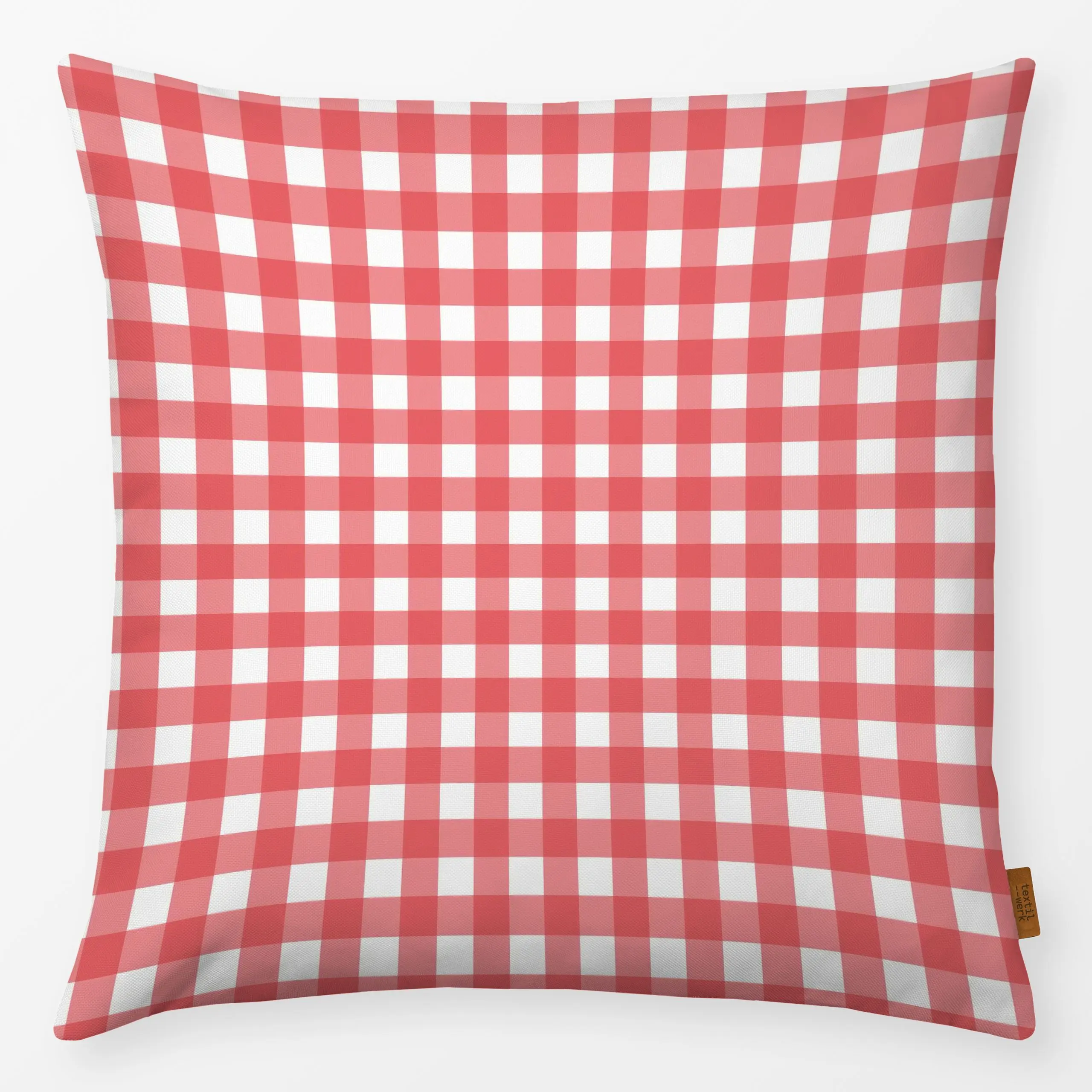 Kissen Gingham rot - Herbst, Symbole & Muster - von „Studio ROSAGRAU"; Papaya, Muster, Sommer, vintage, rot, kariert, gingha...