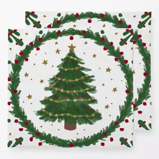 Servietten Weihnachtsbaum Mistelzweig