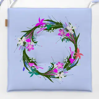Sitzkissen Blumenkranz Blau