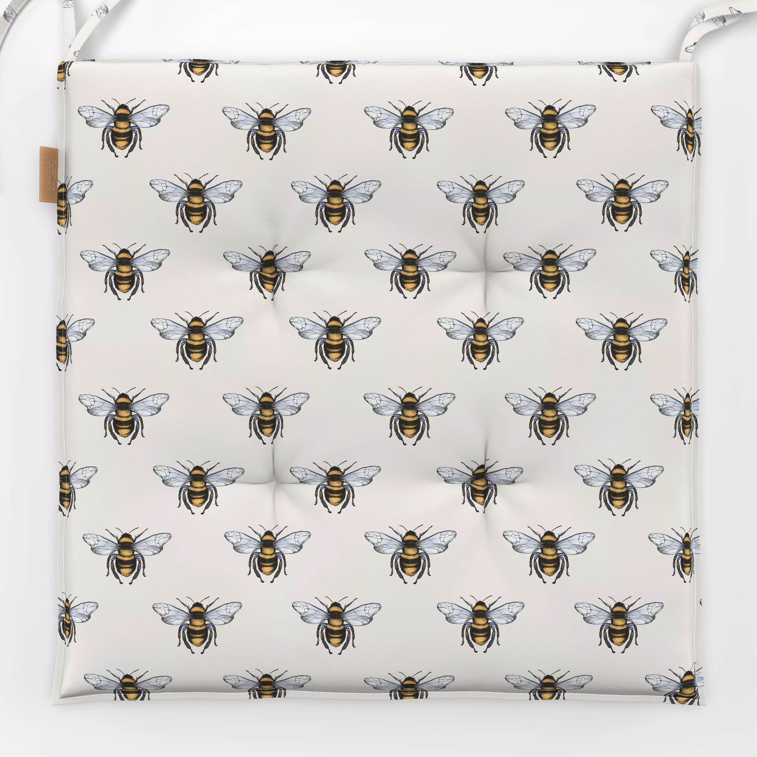 Sitzkissen Wild Flowers Bees - Frühling, Natur & Landschaft, Sommer - von „Studio Kesse"; Retro, Sommer, Wiese, vintage, Bie...