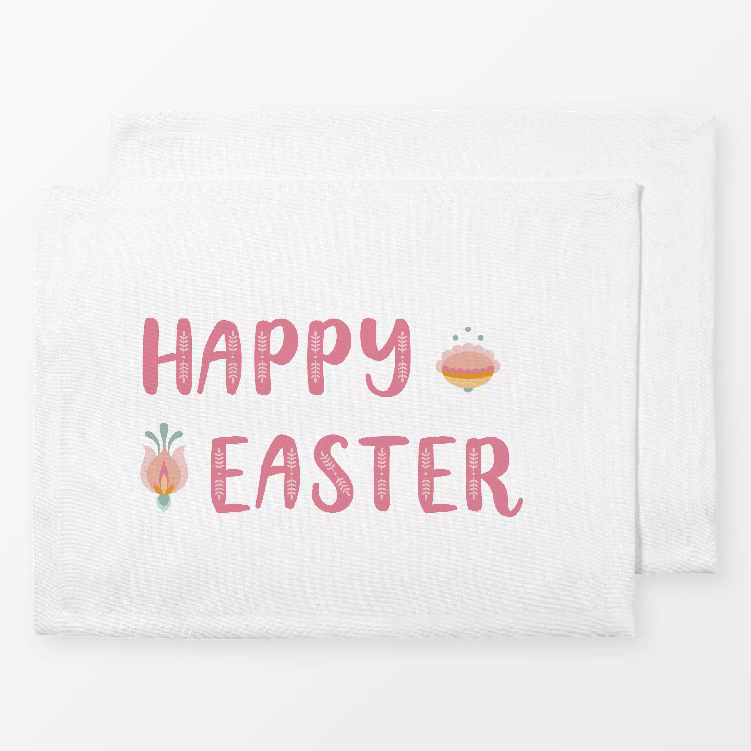 Tischset Happy Easter pink, Blumen, Ostern, von Kathrin Löffler