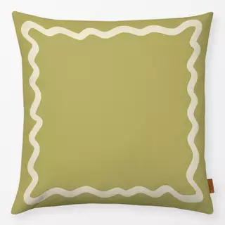 Kissen Wellenrand Green Beige