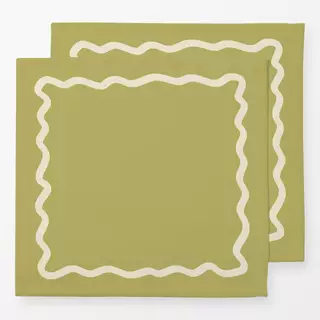 Servietten Wellenrand Green Beige