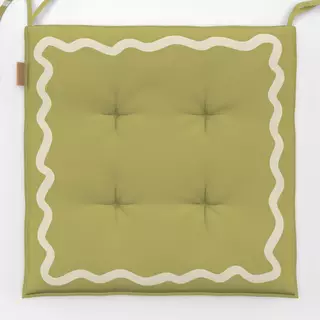 Sitzkissen Wellenrand Green Beige