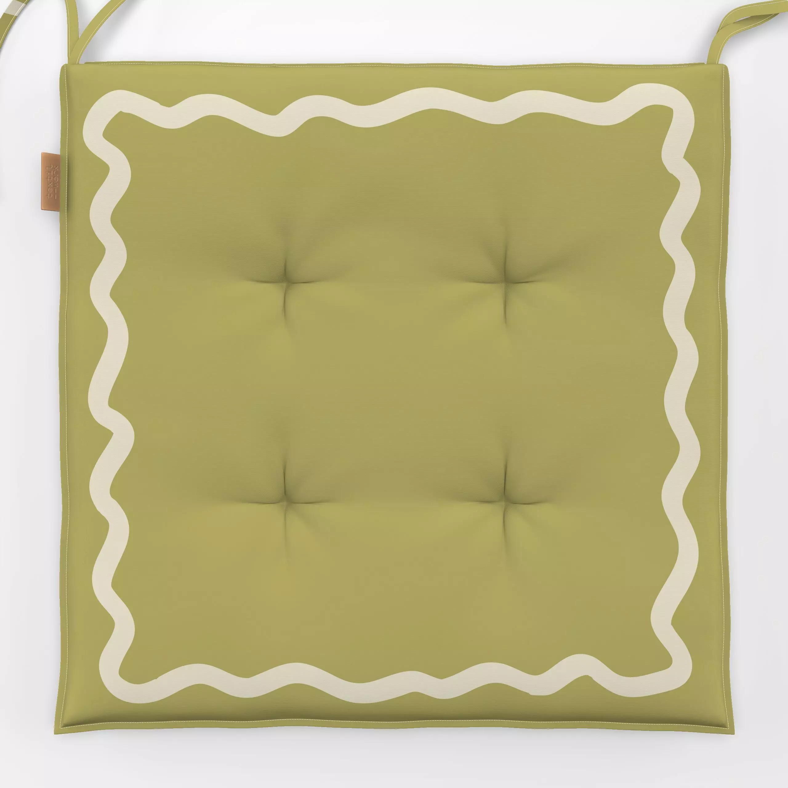 Sitzkissen Wellenrand Green Beige - Sommer, Symbole & Muster - von „textilwerk"; Sommer, wellen, summer, Picknick, food, wav...
