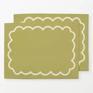 Tischset Wellenrand Green Beige