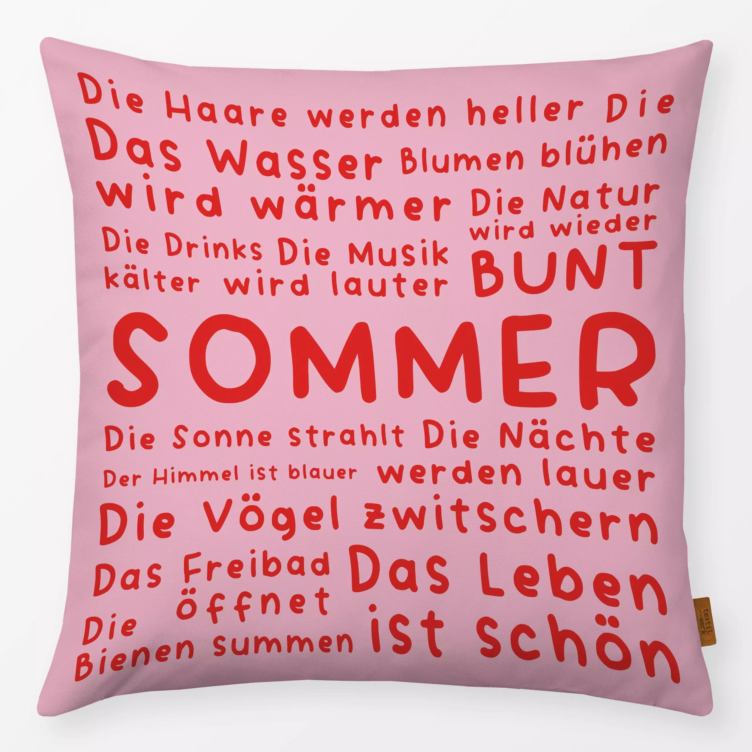 Kissen SOMMER VIBES - rosarot - Sommer, Sprüche & Schriftzüge, Anlässe - von „Heyduda"; Sonne, Sommer, Liebe, outdoor, freih...