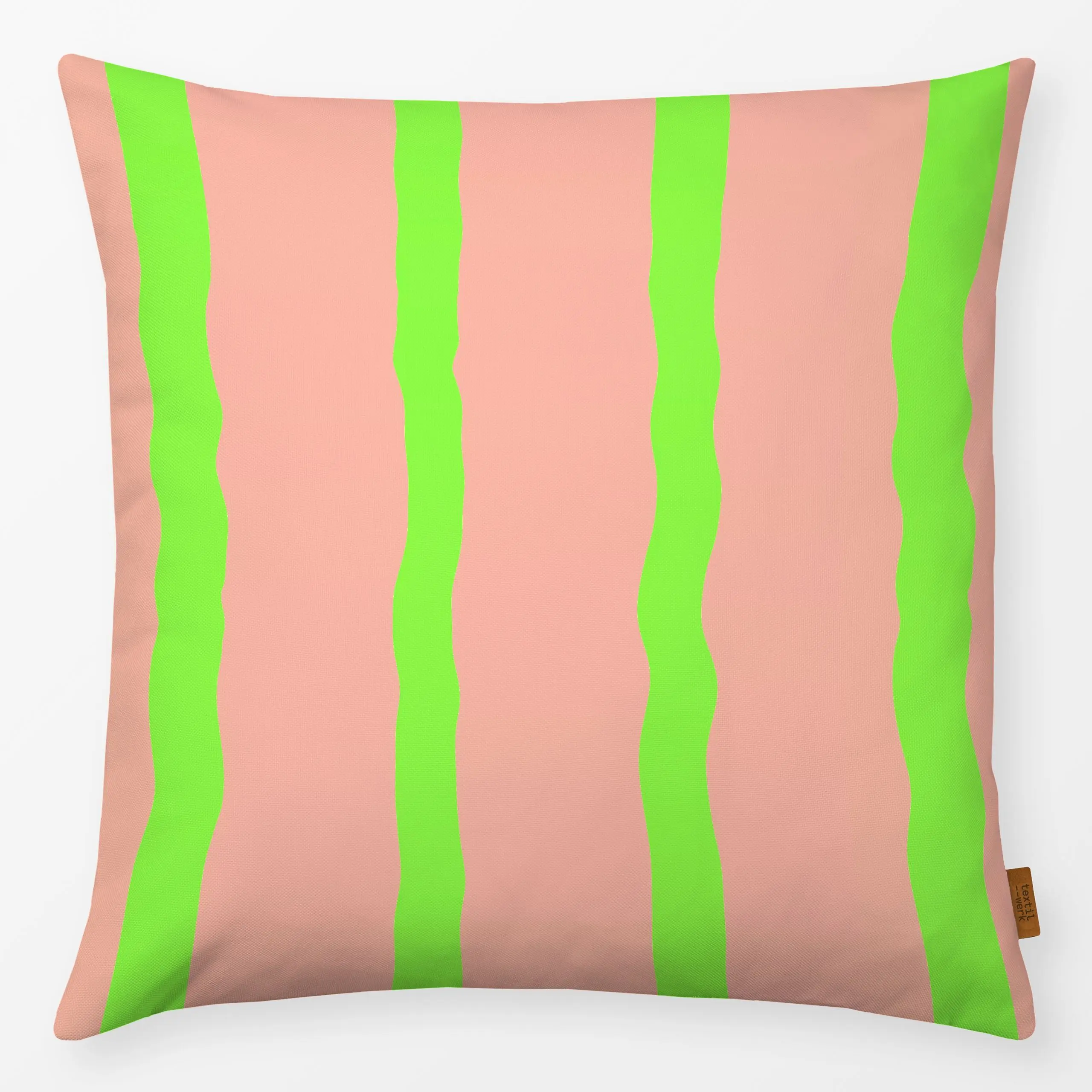Kissen Stripes Love 6 - Sommer, Symbole & Muster - von „Studio Memb"; Sommer, wellen, organisch, gestreift, neon, sommermust...