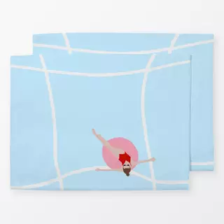 Tischset Poolszene Schwimmringe