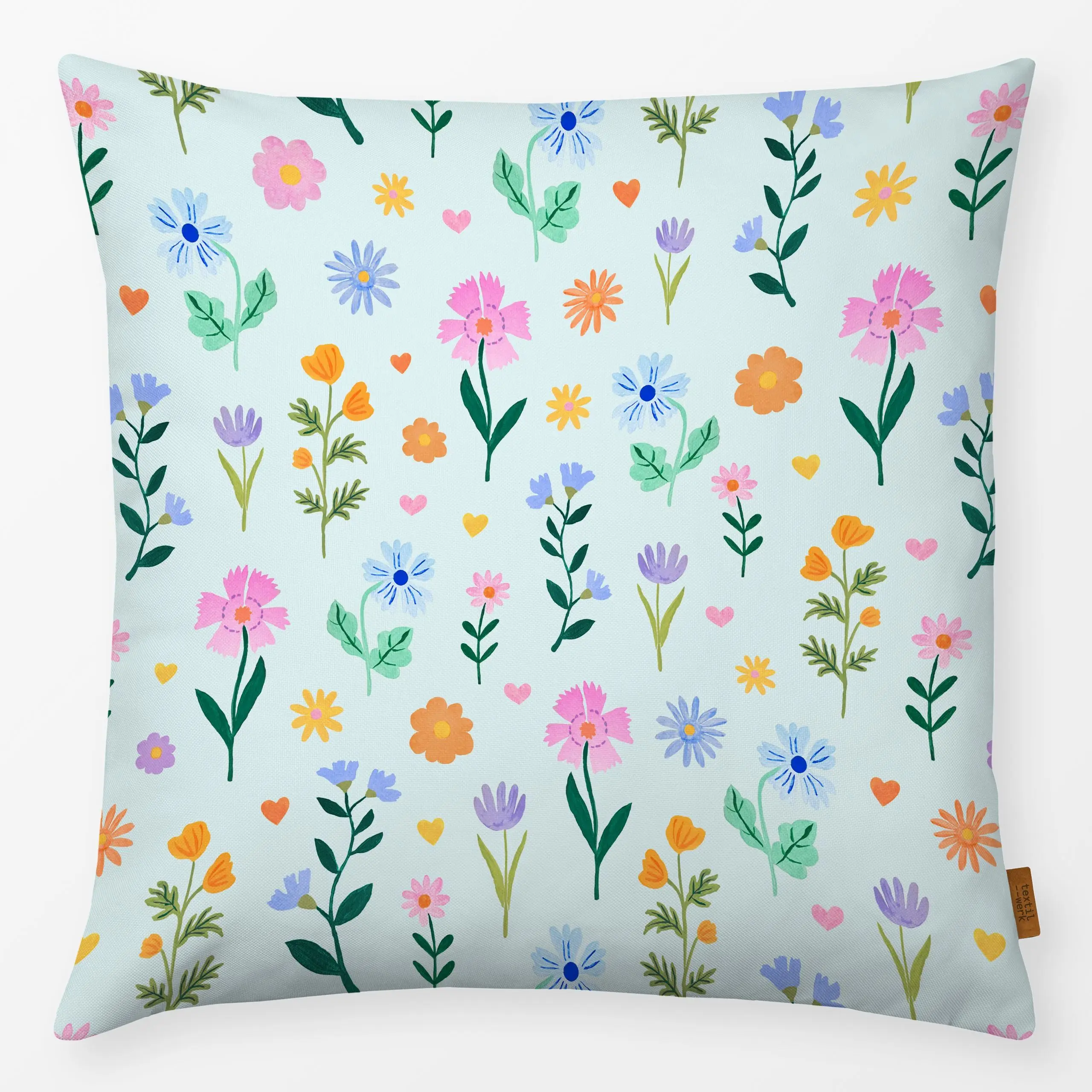 Kissen Floral Fantasy Pattern blue - Blumen & Florales, Frühling, Pflanzen & Botanik - von „Karen Menzenbach"; Muster, Blume...