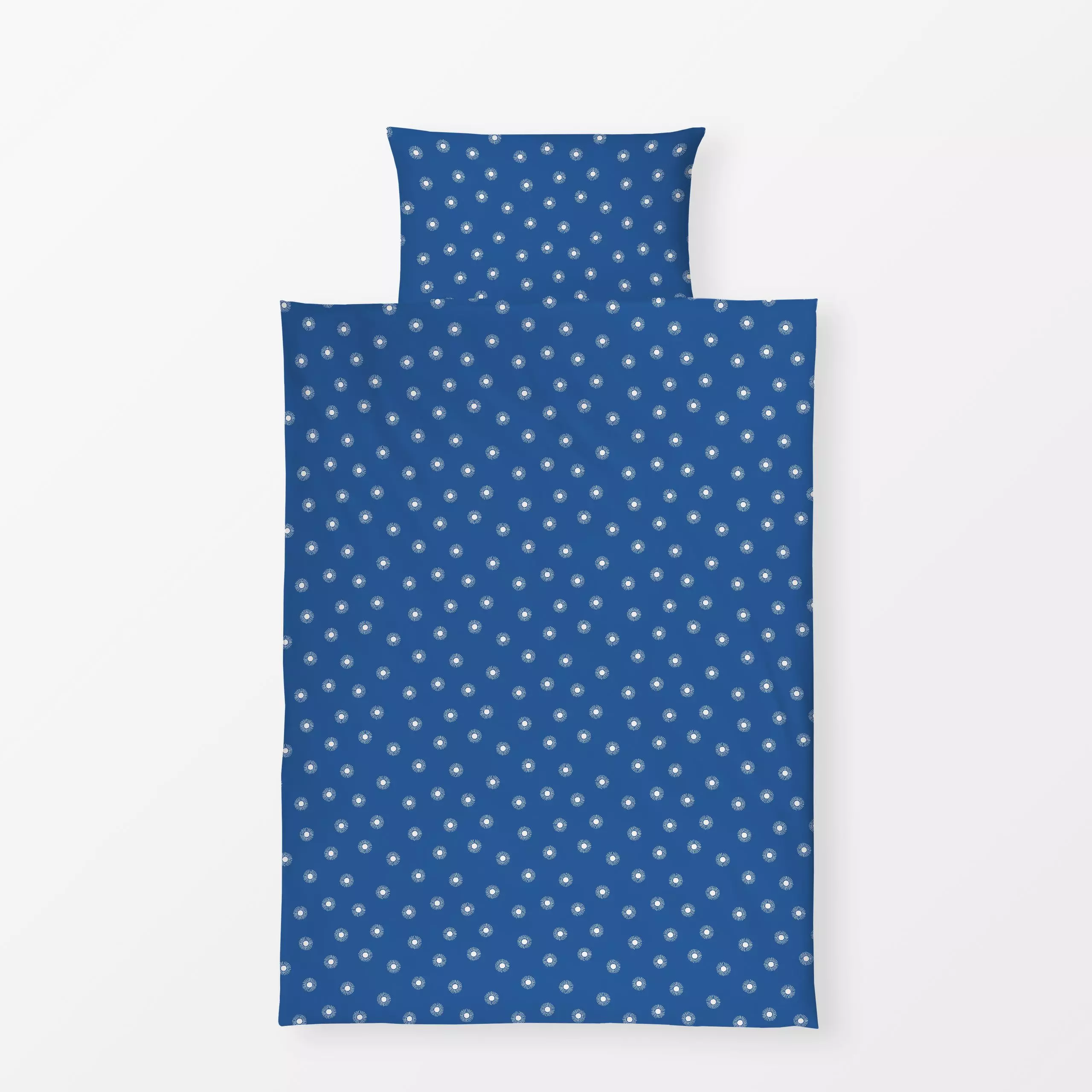 Bettwäsche Sonne Muster Blau - Natur & Landschaft, Sommer, Symbole & Muster - von „Kathrin Woo"; Punkte, Sonne, Sommer, dunk...