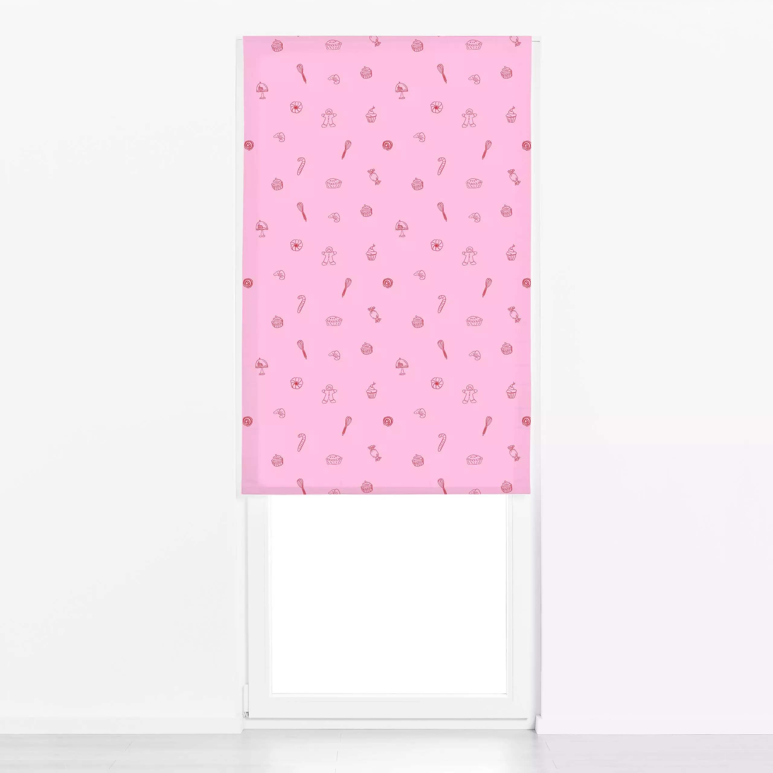 Raffrollo Weihnachtselemente Pink - Weihnachten, Anlässe - von „textilwerk"; Illustration, skandinavisch, Weihnachten, Weihn...