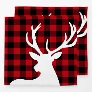 Servietten Christmas Deer Red Checked