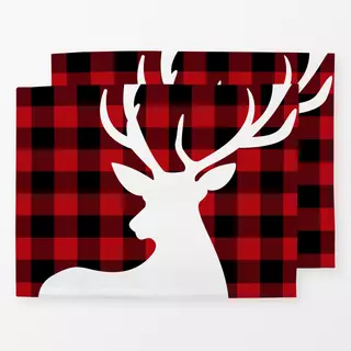 Tischset Christmas Deer Red Checked
