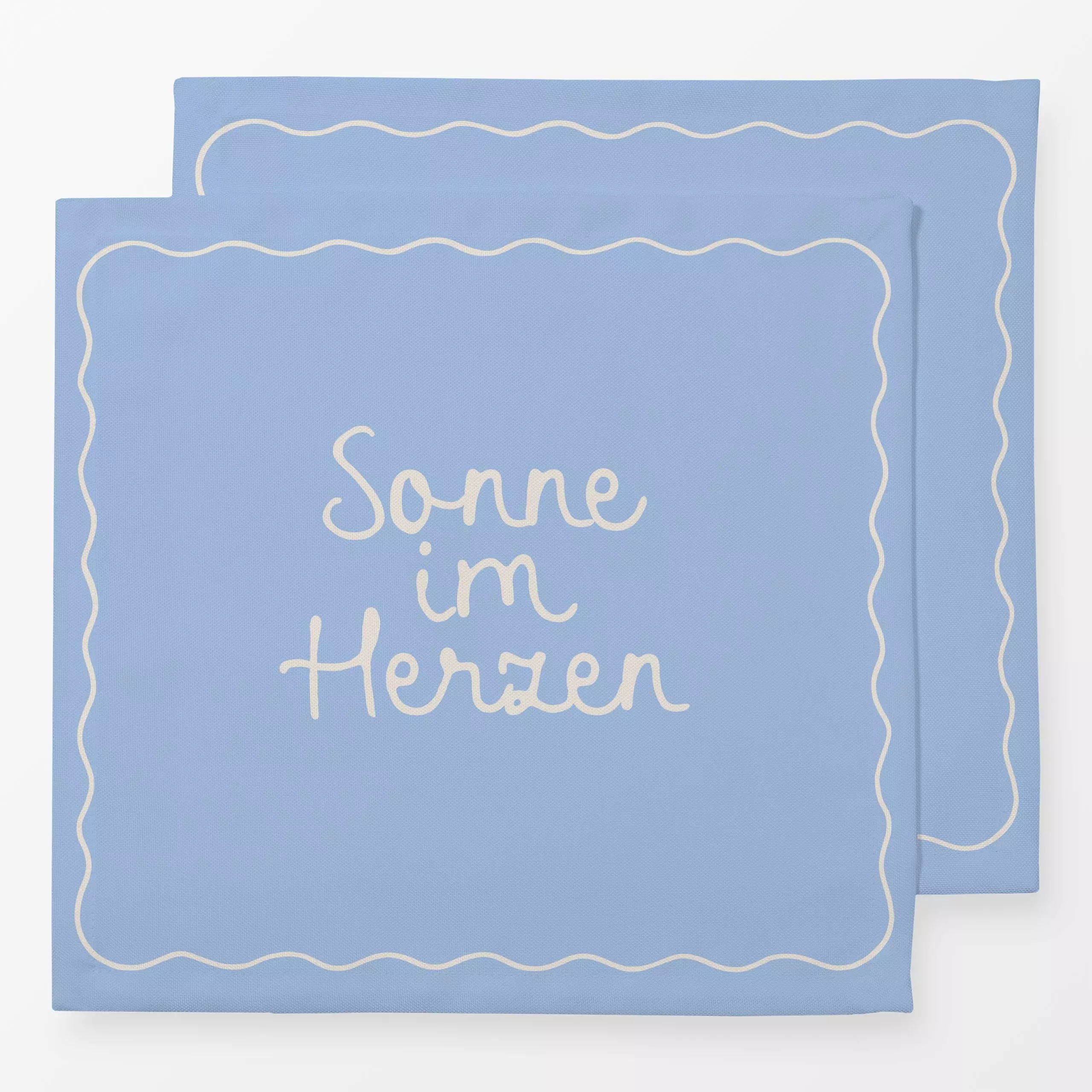 Servietten Sonne im Herzen blau - Liebe, Romantik & Pride, Sommer, Sprüche & Schriftzüge - von „Studio Kesse"; Sonne, Herzen...