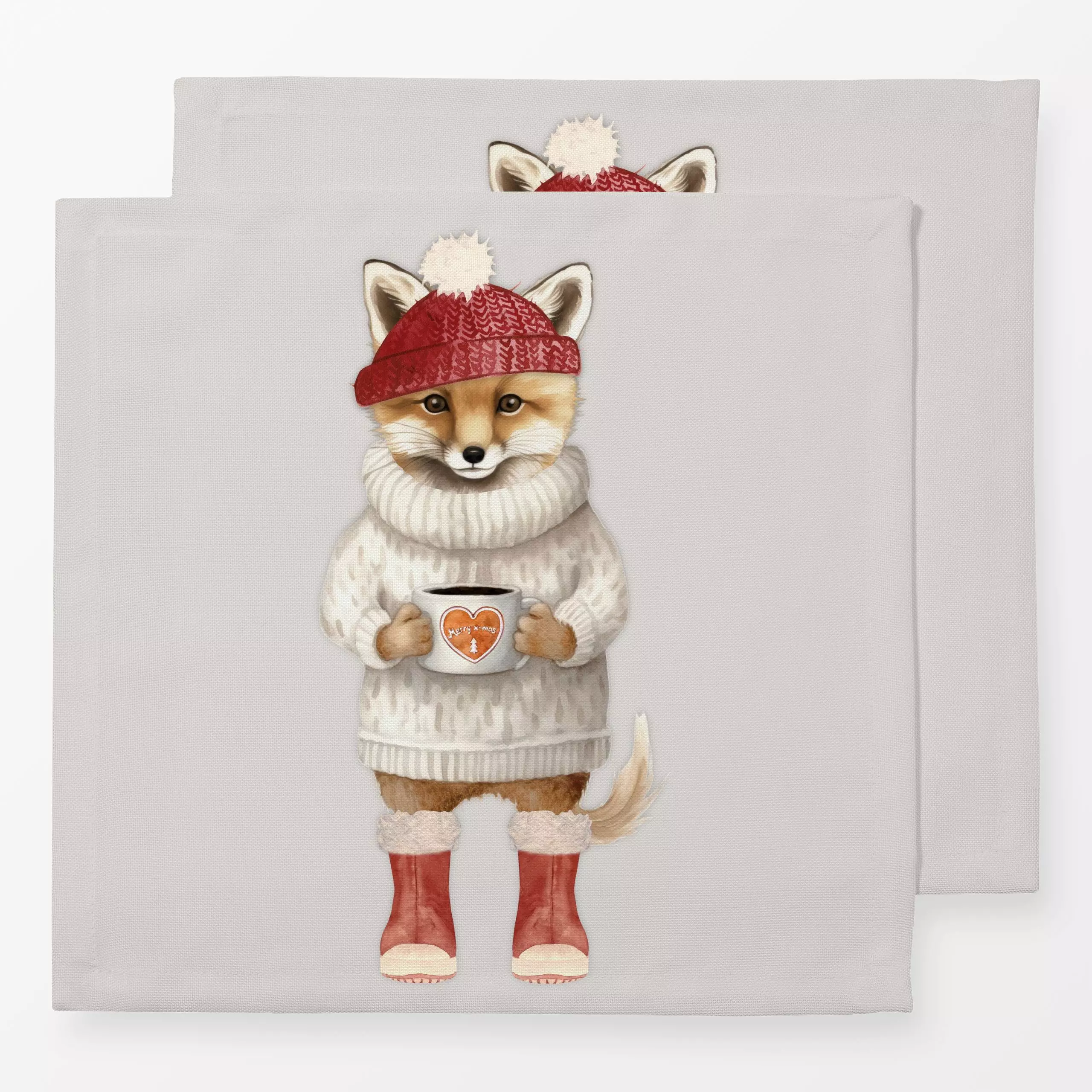 Servietten Winter Party - Fashion Fuchs - Tiere, Weihnachten - von „Monika Strigel"; Fuchs, Lustig, spruch, Humor, Teetasse,...
