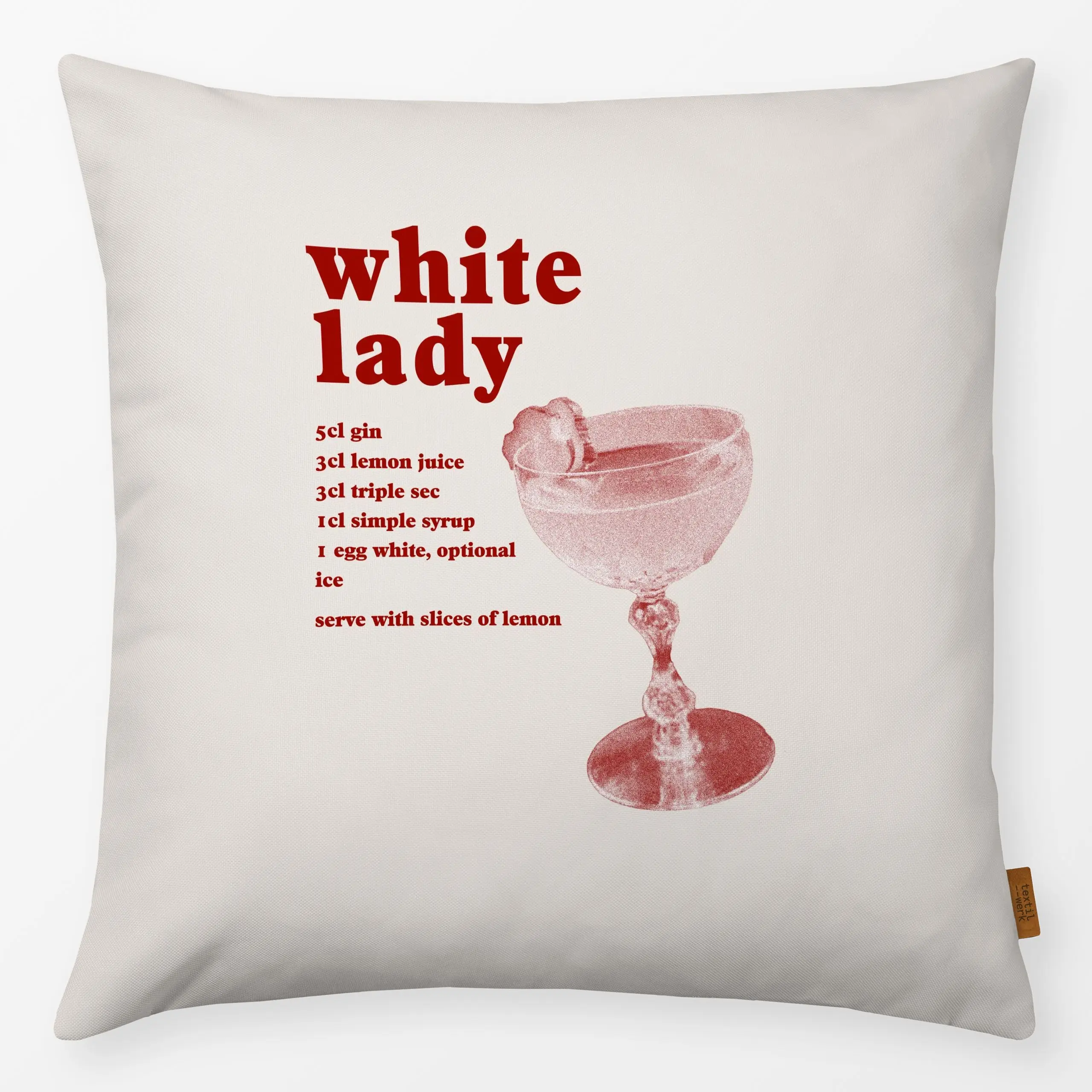 Kissen Cocktail White Lady - Winter, Küche, Essen & Trinken - von „textilwerk“; party, geschenkidee, weihnachtsgeschenk, tex...
