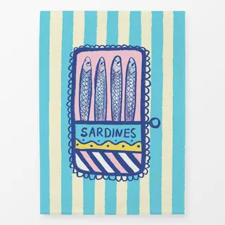 Geschirrtücher Sardinen hellblau Streifen