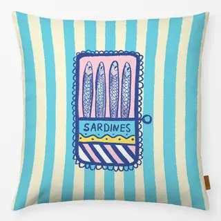 Kissen Sardinen hellblau Streifen