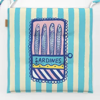Sitzkissen Sardinen hellblau Streifen
