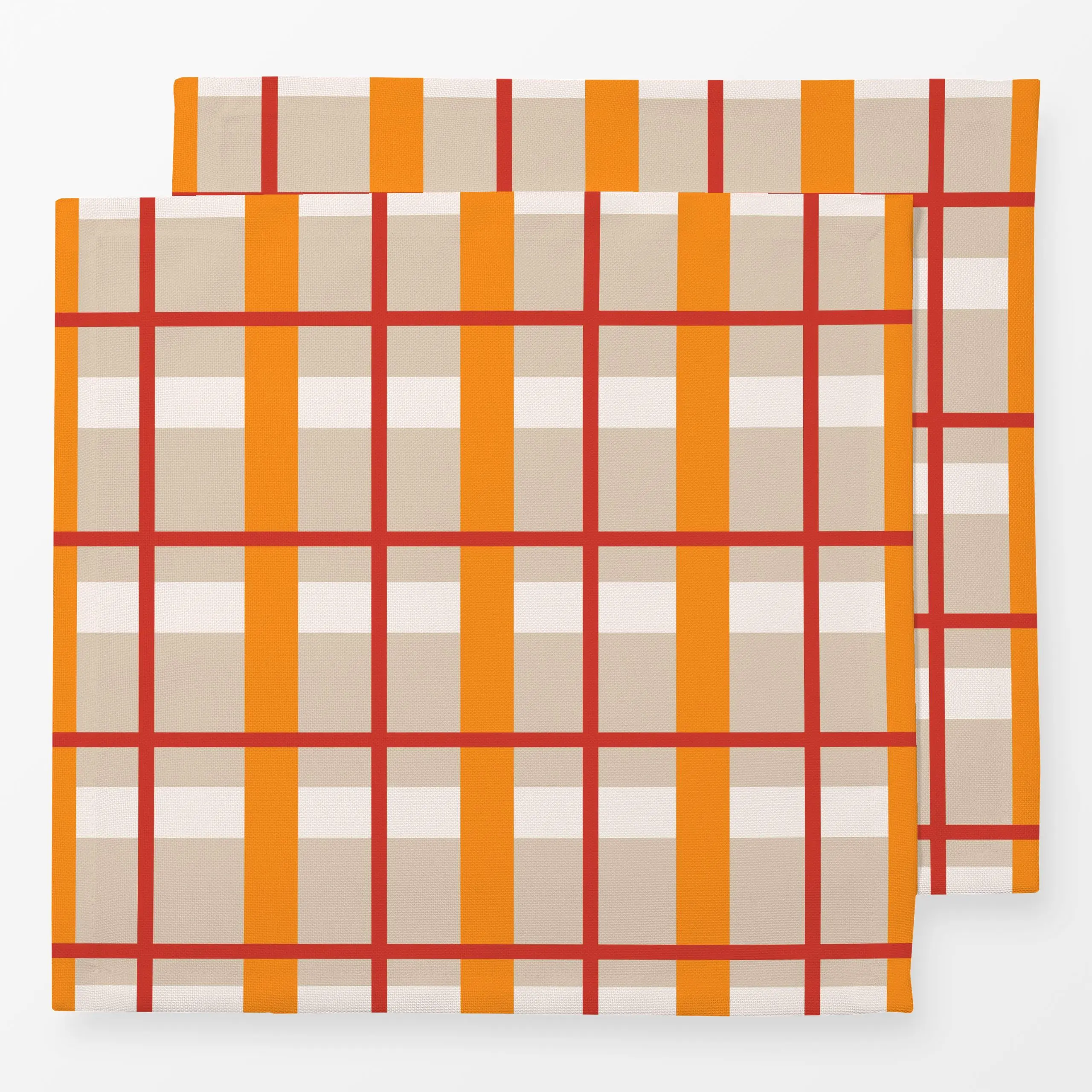Servietten Christmas Plaid Glow - Weihnachten, Symbole & Muster - von „Jana Driver"; Orange, Weihnachten, beige, Karo, rot, ...