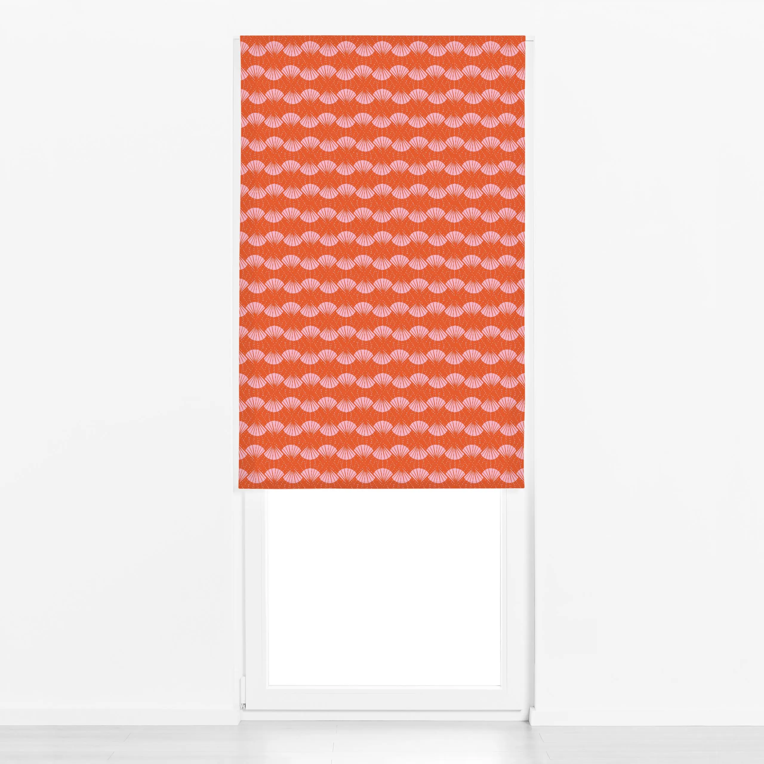 Raffrollo Abstract Shell allover orange - Sommer, Tiere - von „moDeern Design Studio"; boho, Jungle, Sommer, bunt, dschungel...