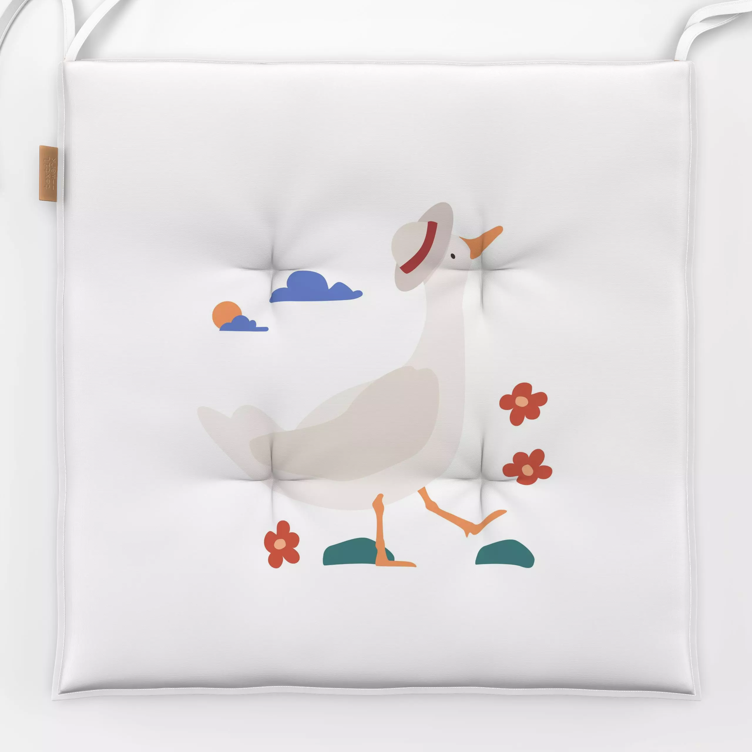 Sitzkissen Gans in der Blumenwiese - Blumen & Florales, Frühling, Kinderzimmer & Motive für Kinder - von „Jana Moßmann"; Gar...