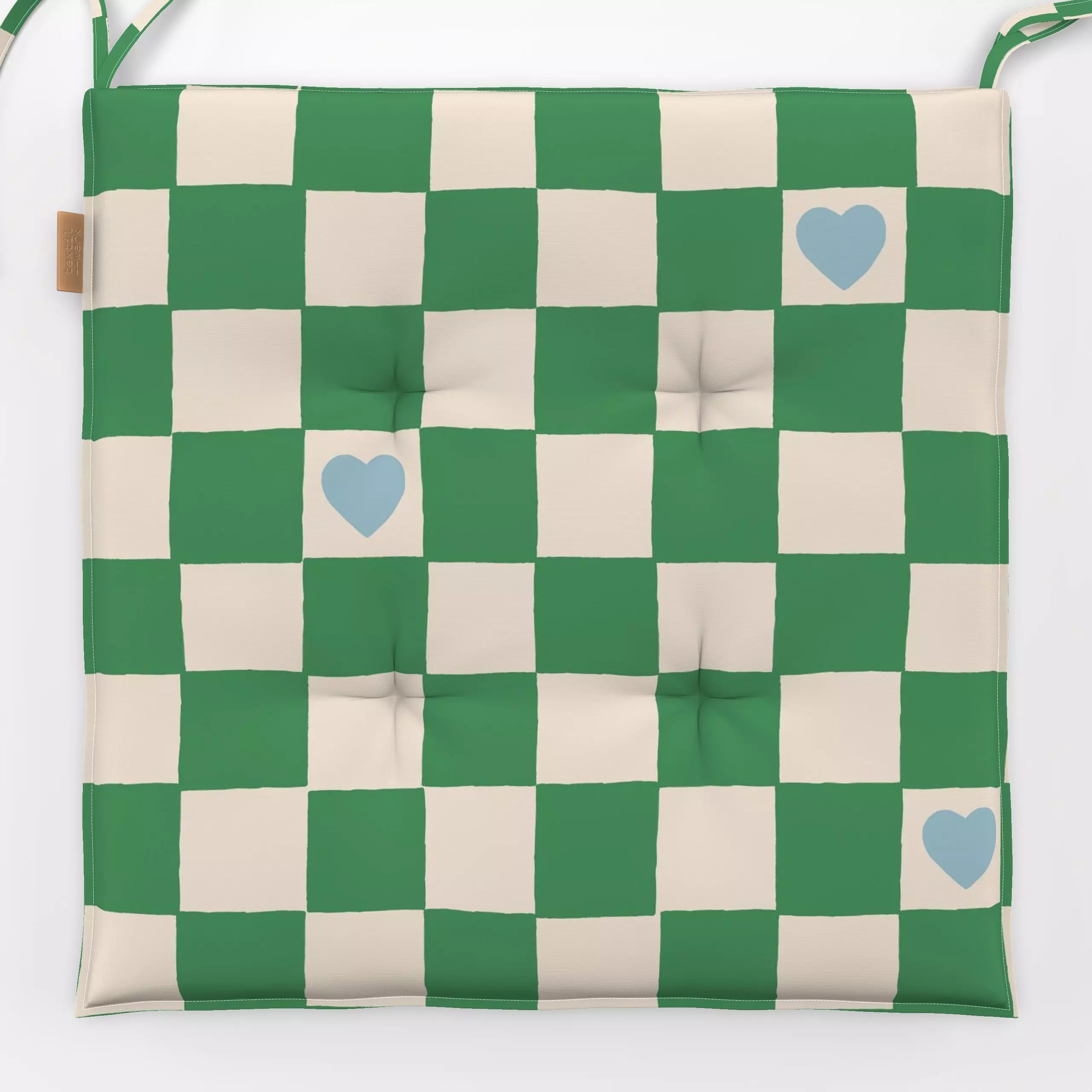 Sitzkissen Schachbrettmuster mit Herz - Kinderzimmer & Motive für Kinder, Symbole & Muster - von „Maren Gross “; Herzen, Lie...