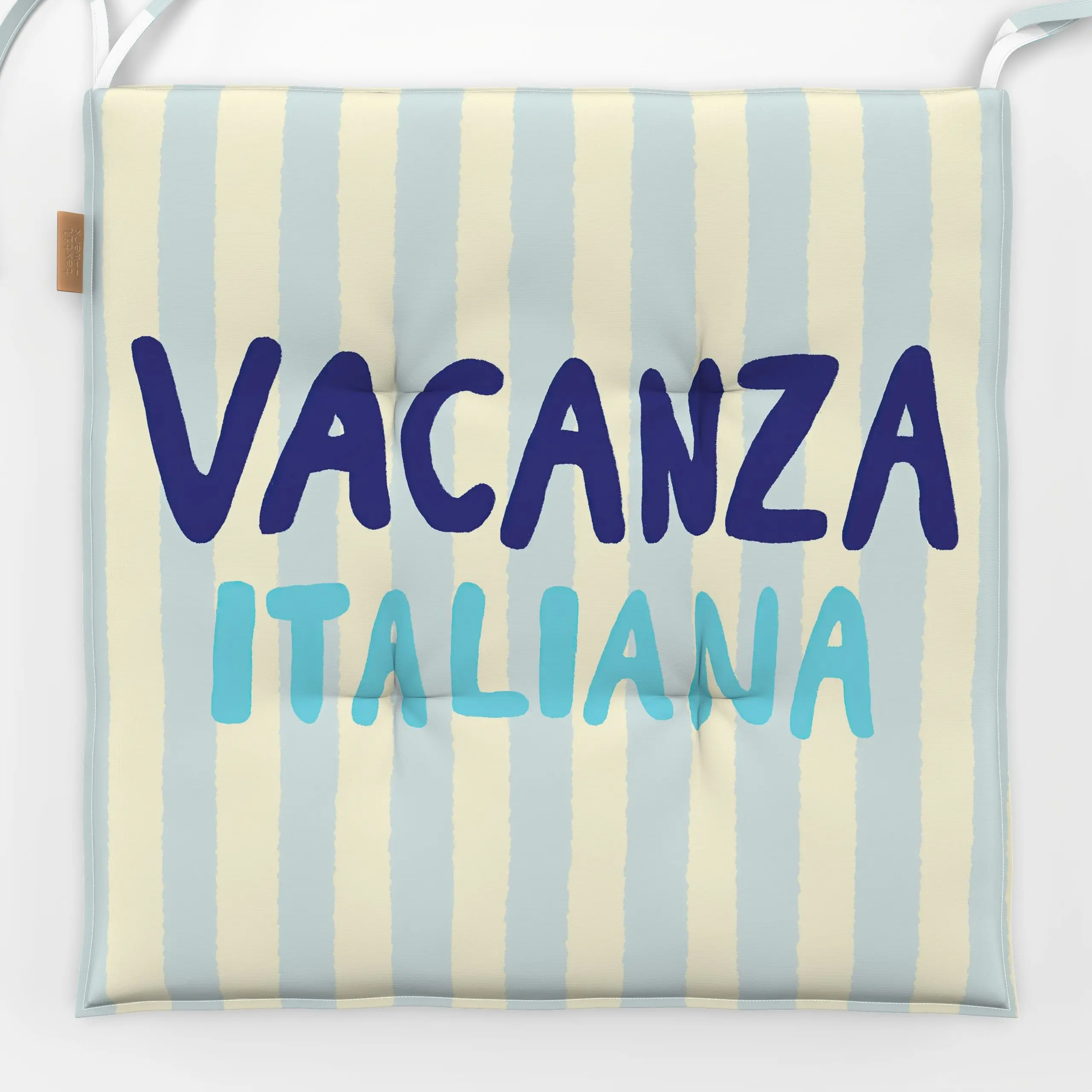 Sitzkissen Vacanza Italiana - Städte & Länder, Sprüche & Schriftzüge, Reise - von „Studio Dolci"; Urlaub, typografie, Handsc...
