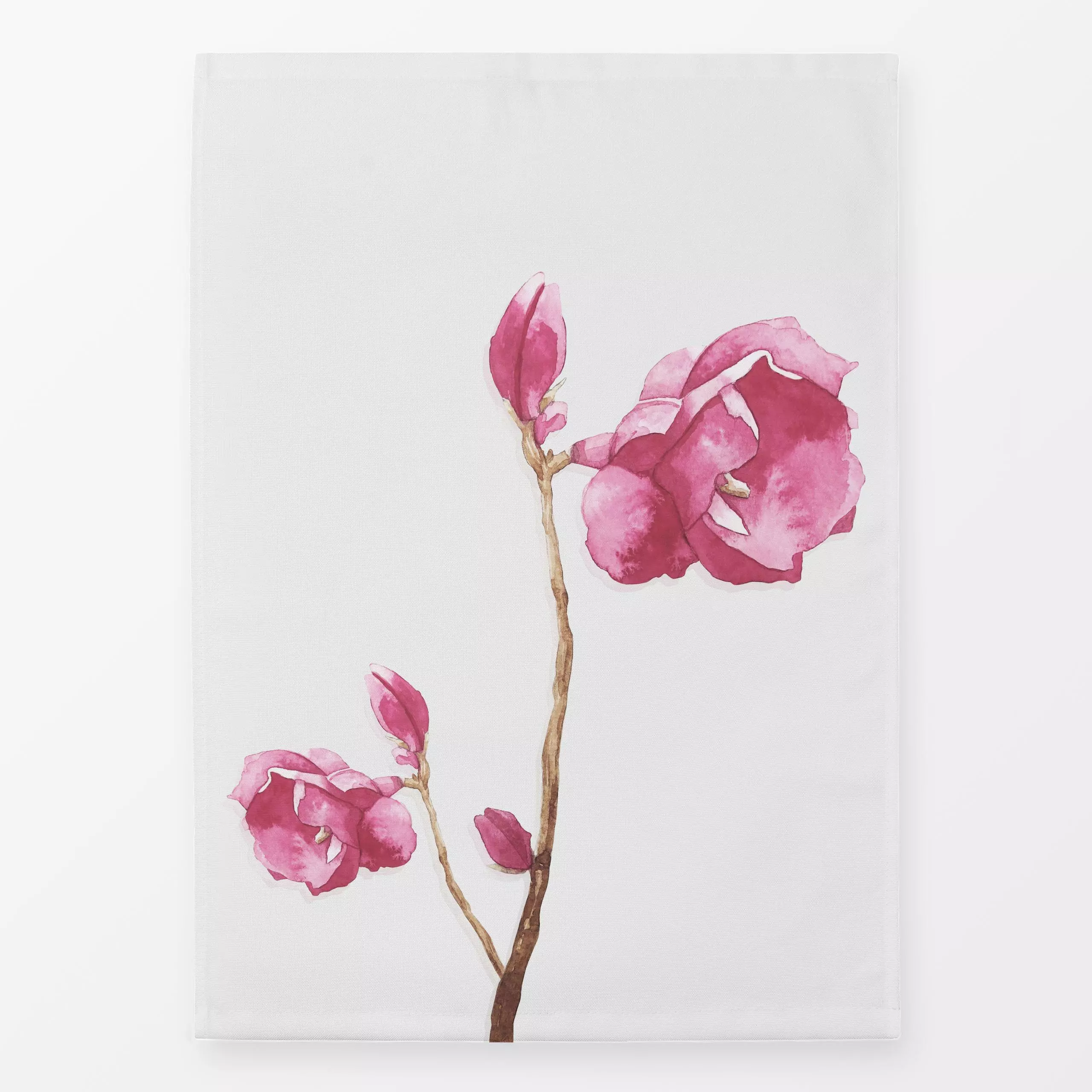 Geschirrtücher Rosenzweig mit pinken Blüten - Blumen & Florales, Frühling, Pflanzen & Botanik - von „Karen Menzenbach"; Aqua...