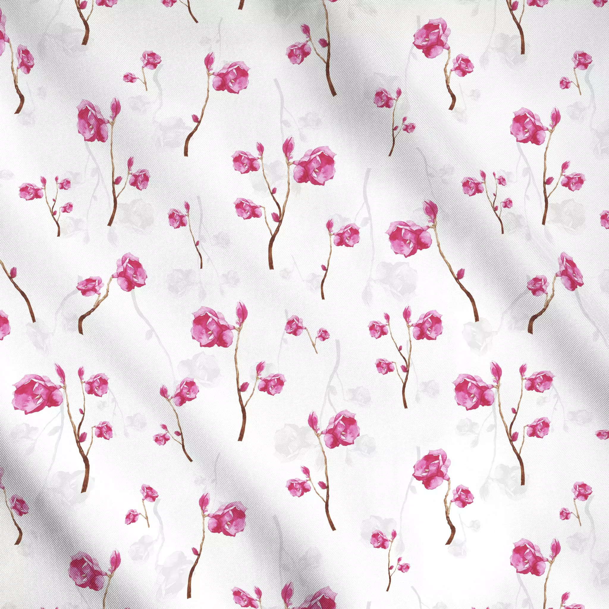 Meterware Rosenzweig mit pinken Blüten Rosenzweig mit pinken Blüten