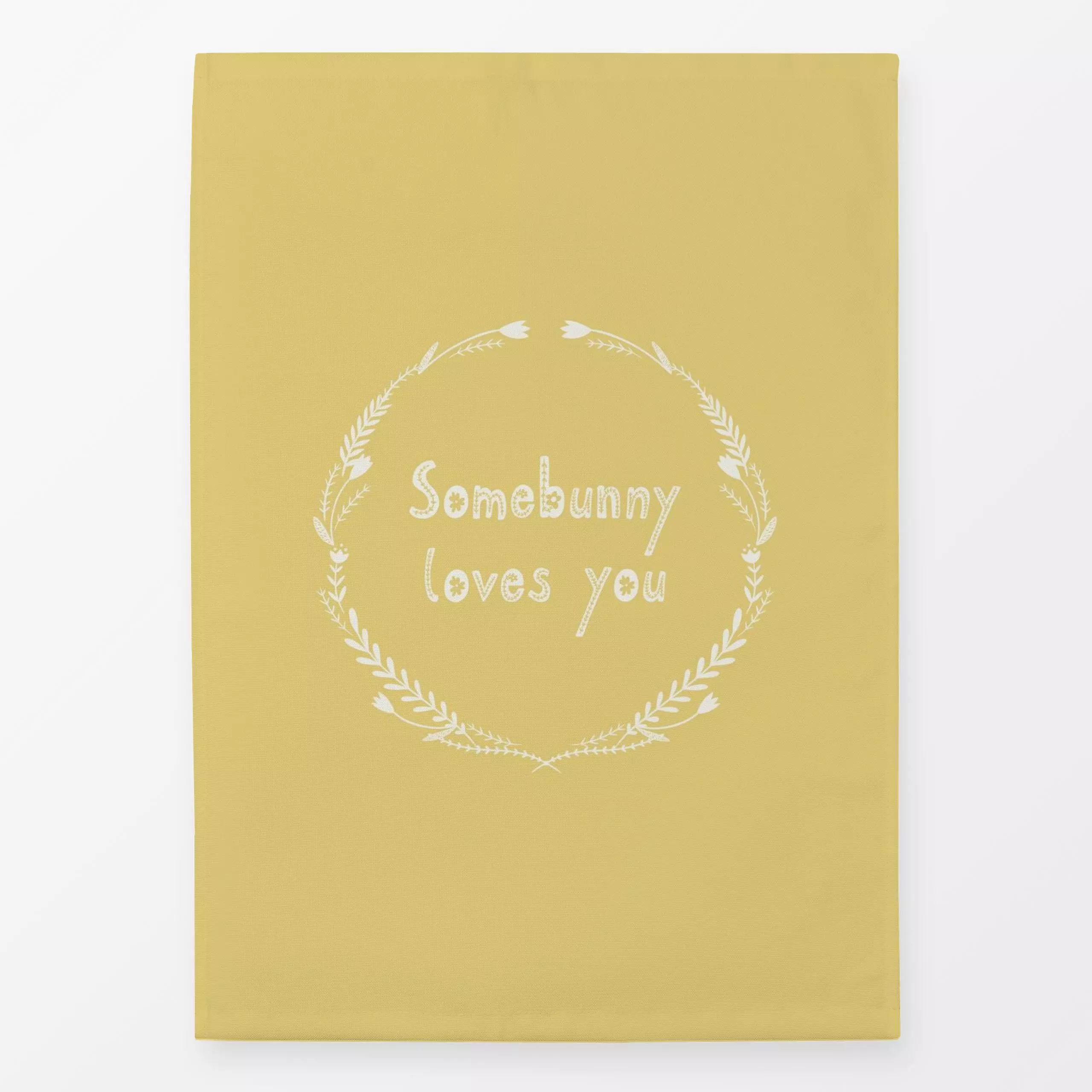 Geschirrtücher Somebunny Loves You Gelb - Blumen & Florales, Frühling, Sprüche & Schriftzüge, Ostern - von „DEINKI"; Blumen,...