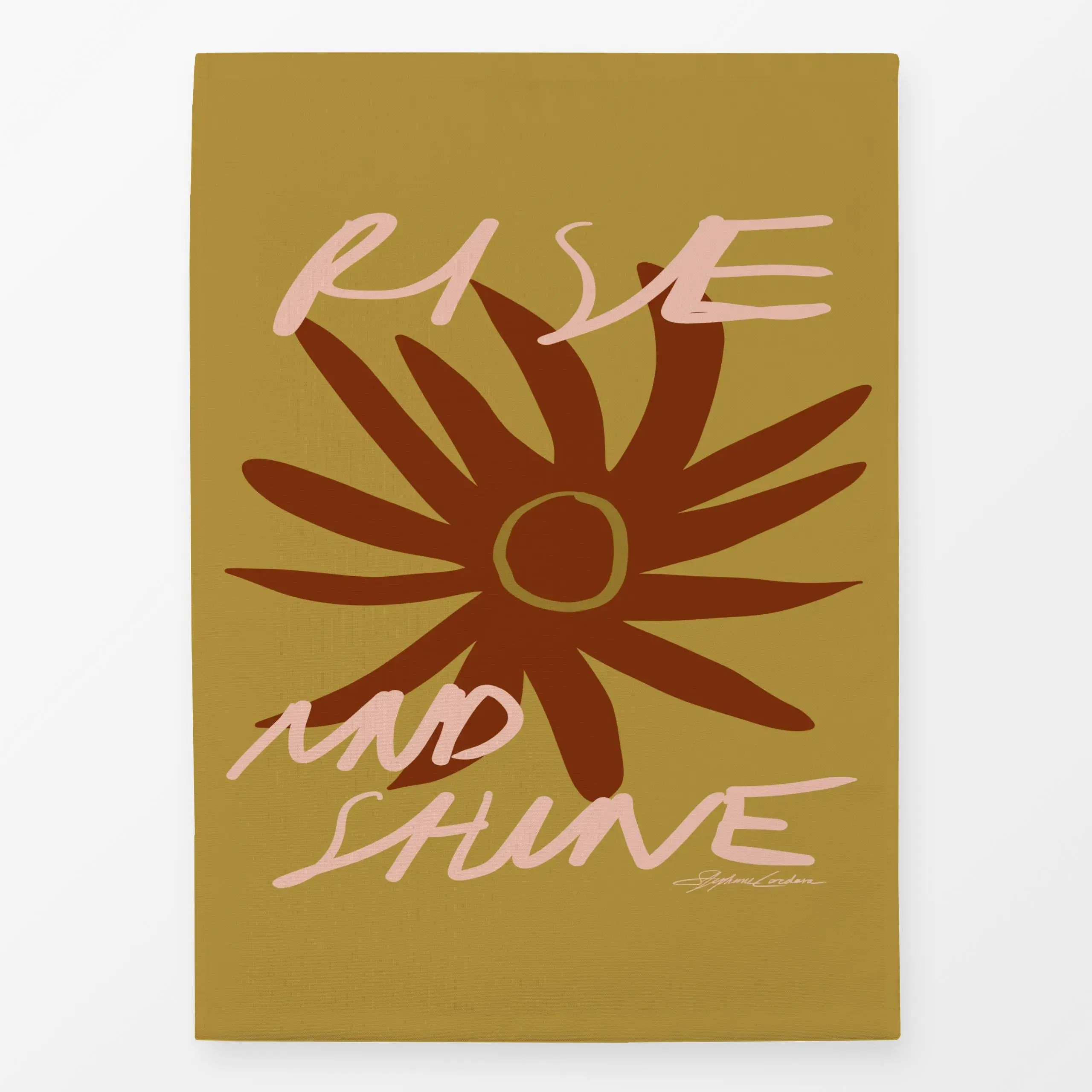 Geschirrtücher Rise and Shine Retro Sun - Sommer, Sprüche & Schriftzüge - von „KunstbyStephie"; boho, hippie, minimal, Illus...