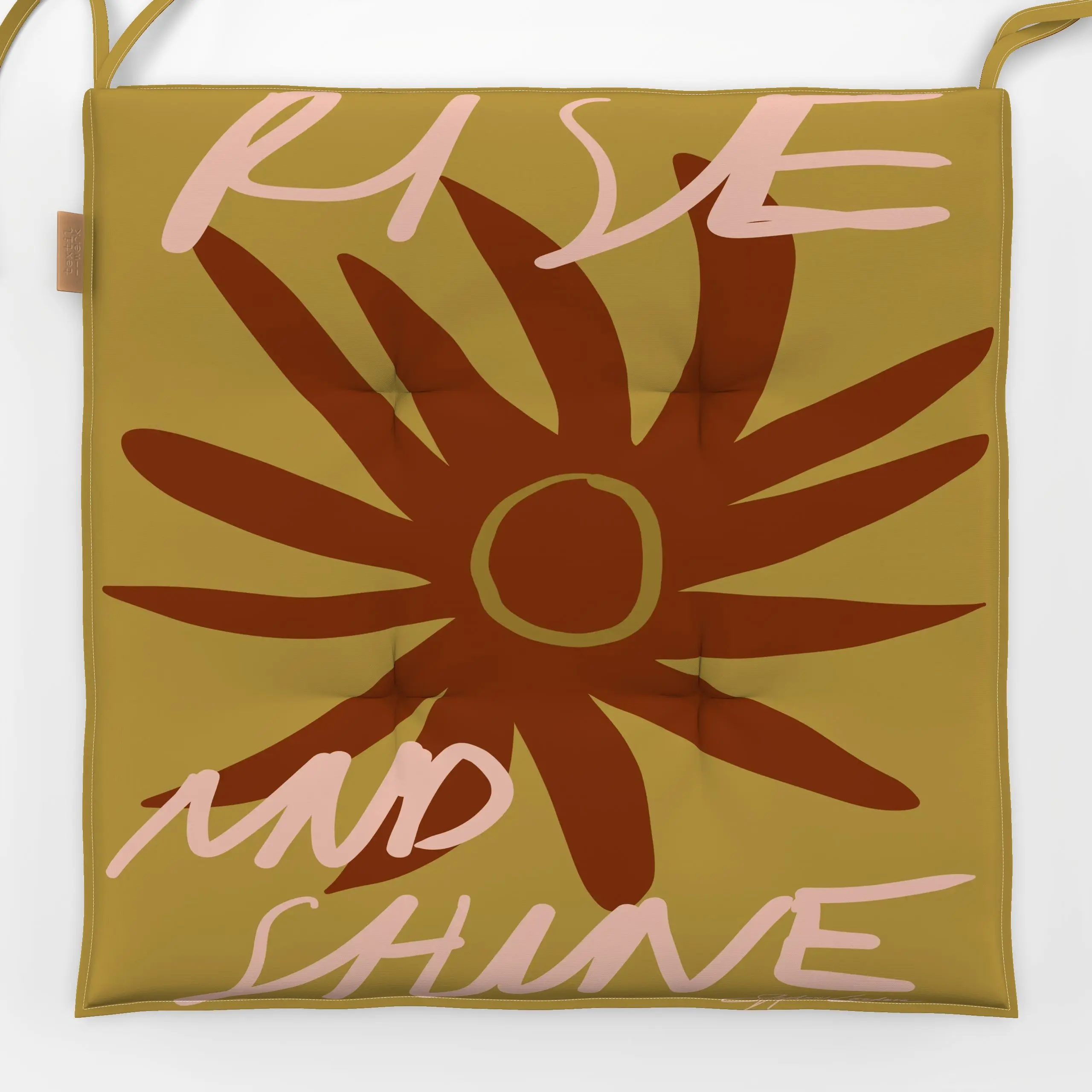 Sitzkissen Rise and Shine Retro Sun - Sommer, Sprüche & Schriftzüge - von „KunstbyStephie"; boho, hippie, minimal, Illustrat...