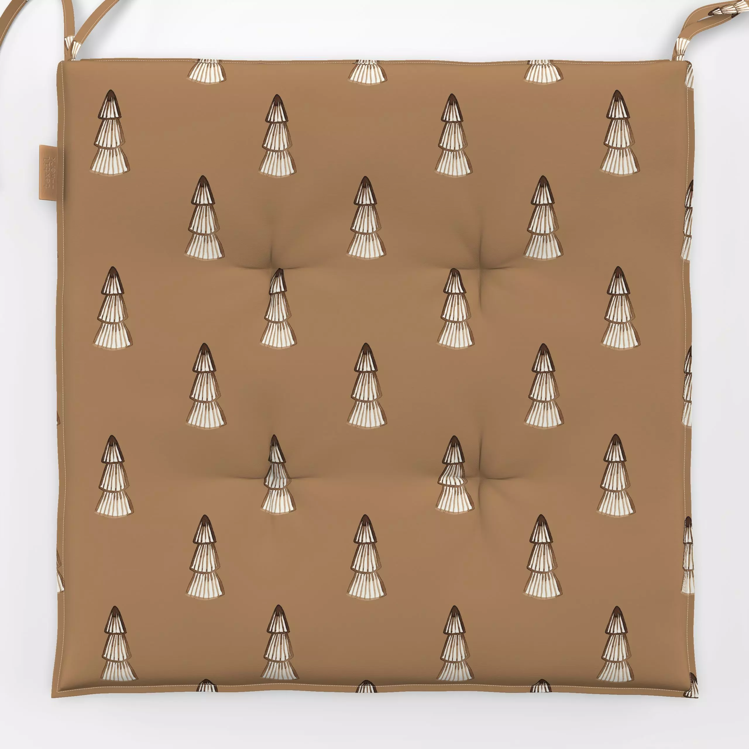Sitzkissen Trees pattern brown - Weihnachten, Winter - von „Lena Yokota"; boho, Muster, Tannenbaum, Weihnachten, Winter, pat...